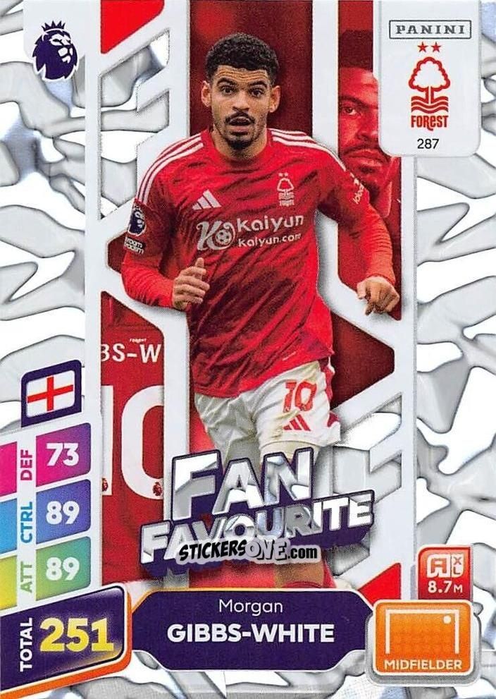 Sticker Morgan Gibbs-White - English Premier League 2024-2025. Adrenalyn XL Plus
 n. 287 - Panini
