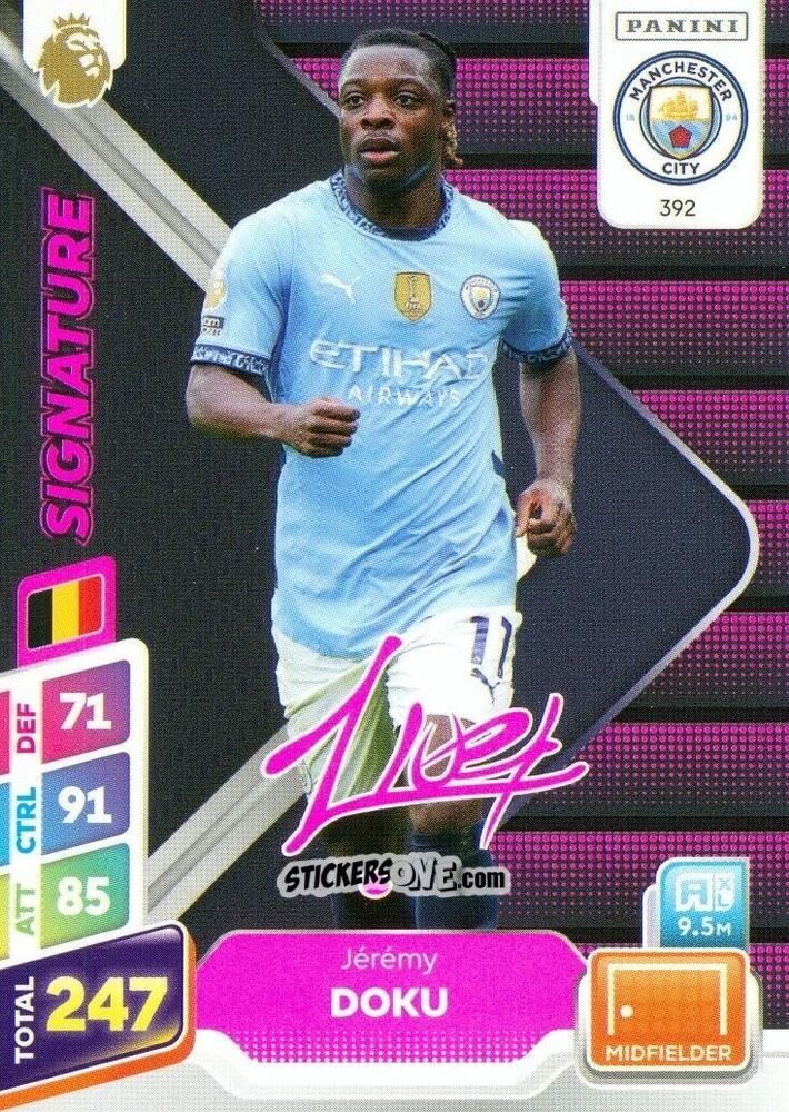 Cromo Jérémy Doku - English Premier League 2024-2025. Adrenalyn XL Plus
 n. 392 - Panini