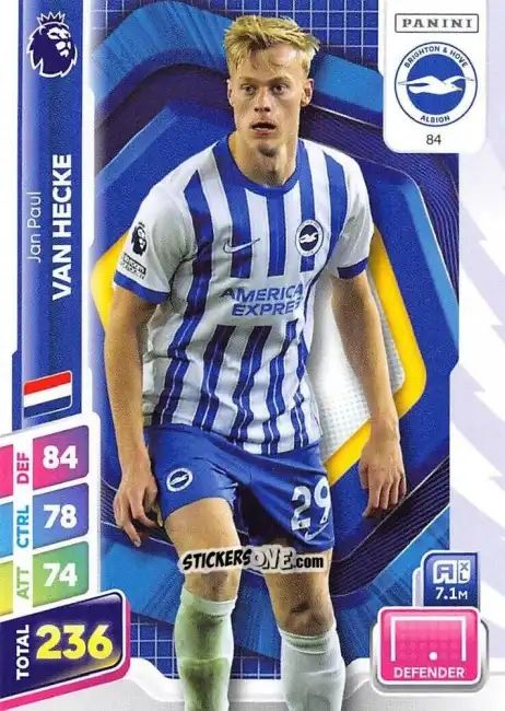 Cromo Jan Paul Van Hecke - English Premier League 2024-2025. Adrenalyn XL Plus
 n. 84 - Panini