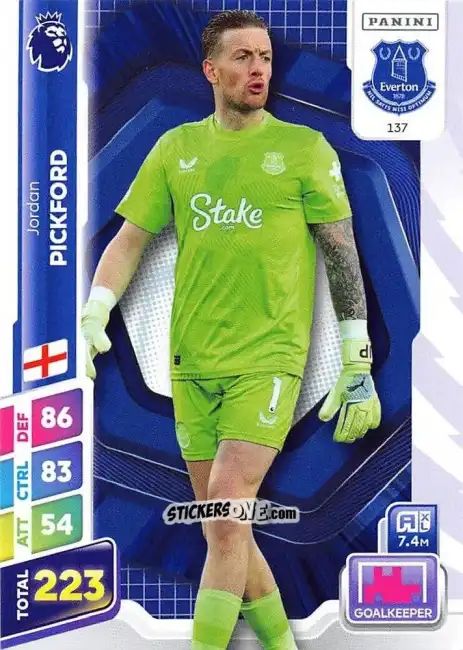 Sticker Jordan Pickford - English Premier League 2024-2025. Adrenalyn XL Plus
 n. 137 - Panini