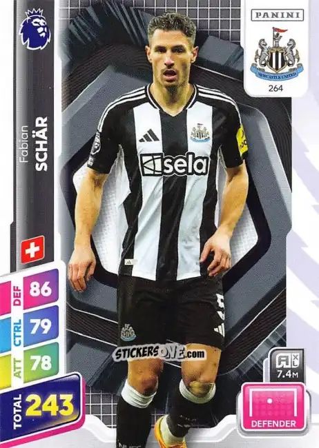 Sticker Fabian Schar - English Premier League 2024-2025. Adrenalyn XL Plus
 n. 264 - Panini