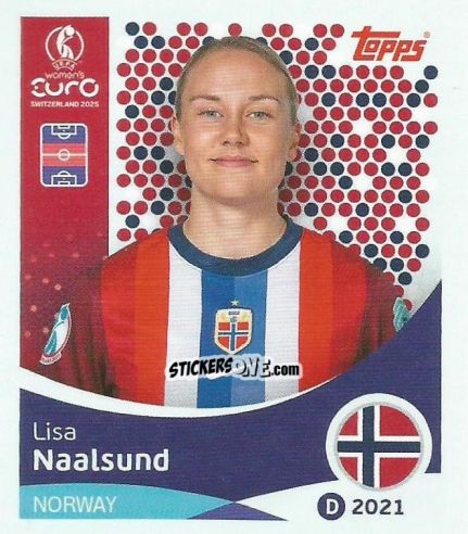 Sticker Lisa Naalsund - Uefa Women'S Euro 2025 n. 54 - Topps