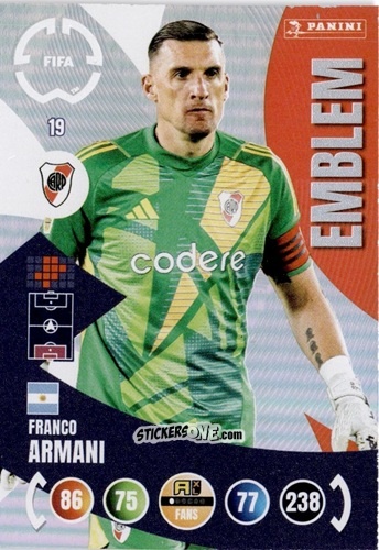 Sticker Franco Armani - FIFA Club World Cup 2025. Adrenalyn XL n. 19 - Panini