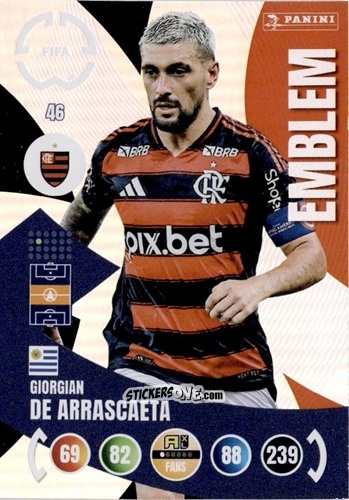 Cromo Giorgian de Arrascaeta - FIFA Club World Cup 2025. Adrenalyn XL n. 46 - Panini