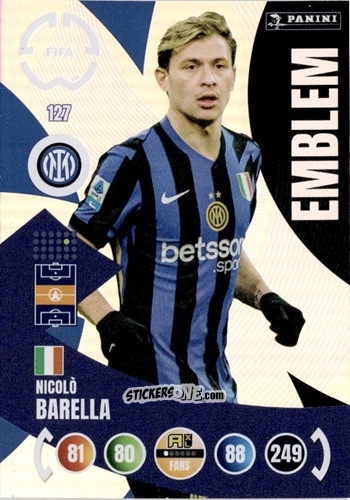 Figurina Nicolò Barella - FIFA Club World Cup 2025. Adrenalyn XL n. 127 - Panini
