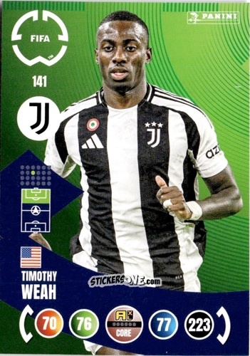 Cromo Timothy Weah - FIFA Club World Cup 2025. Adrenalyn XL n. 141 - Panini