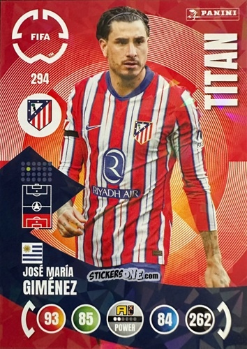 Cromo José María Giménez - FIFA Club World Cup 2025. Adrenalyn XL n. 294 - Panini