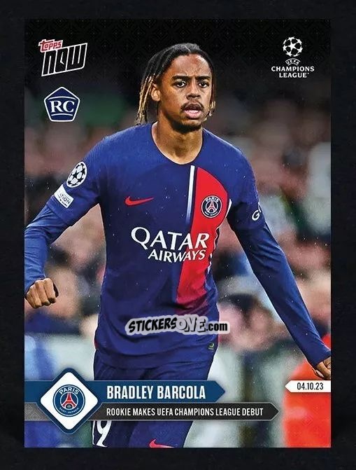 Sticker Bradley Barcola - Now Uefa Champions League 2023-2024 n. 37 - Topps
