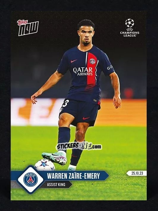 Sticker Warren Zaire-Emery - Now Uefa Champions League 2023-2024 n. 51 - Topps