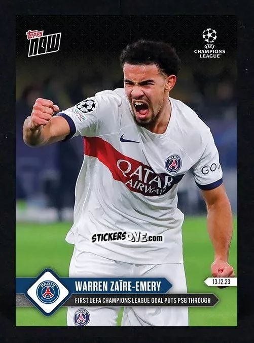 Sticker Warren Zaire-Emery - Now Uefa Champions League 2023-2024 n. 85 - Topps
