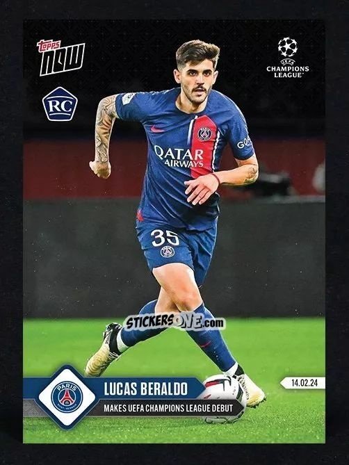 Figurina Lucas Beraldo - Now Uefa Champions League 2023-2024 n. 94 - Topps