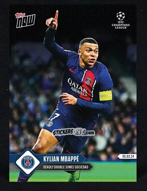 Sticker Kylian Mbappé - Now Uefa Champions League 2023-2024 n. 100 - Topps