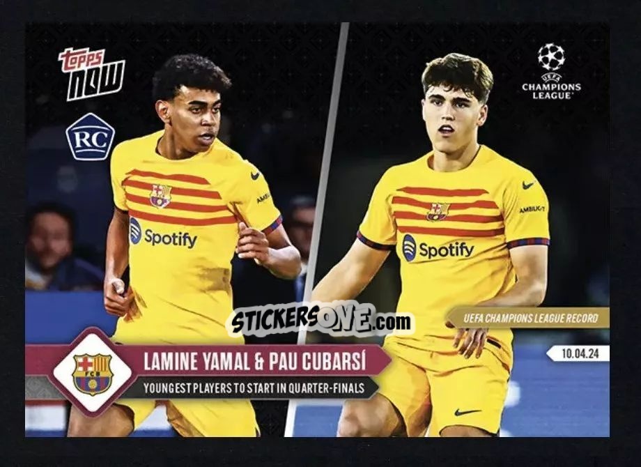 Figurina Lamine Yamal / Pau Cubarsì - Now Uefa Champions League 2023-2024 n. 114 - Topps