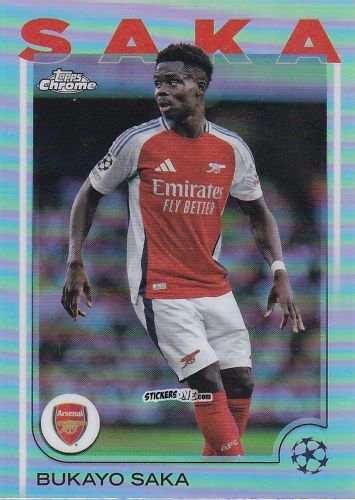 Figurina Bukayo Saka - Chrome Uefa Club Competitions 2024-2025 n. 77 - Topps