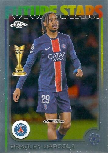 Sticker Bradley Barcola - Chrome Uefa Club Competitions 2024-2025 n. 116 - Topps