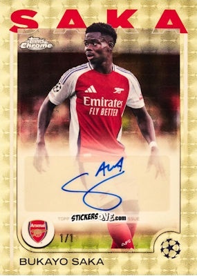 Figurina Bukayo Saka - Chrome Uefa Club Competitions 2024-2025 n. CA-BS - Topps