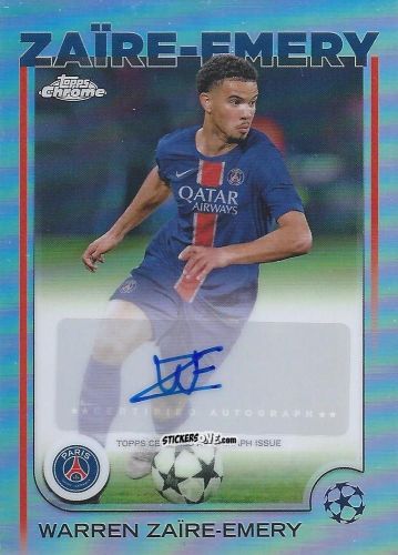 Sticker Warren Zaire-Emery - Chrome Uefa Club Competitions 2024-2025 n. CA-WZ - Topps