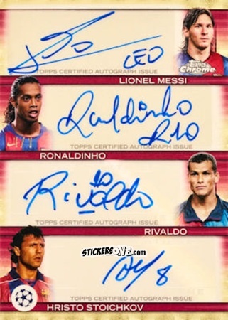 Figurina Rivaldo / Hristo Stoichkov / Lionel Messi / Ronaldinho - Chrome Uefa Club Competitions 2024-2025 n. QA-BBO - Topps