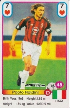 Sticker Paolo Maldini - Football Stars New Season Blue Back
 n. 45 - Akas Akbalik
