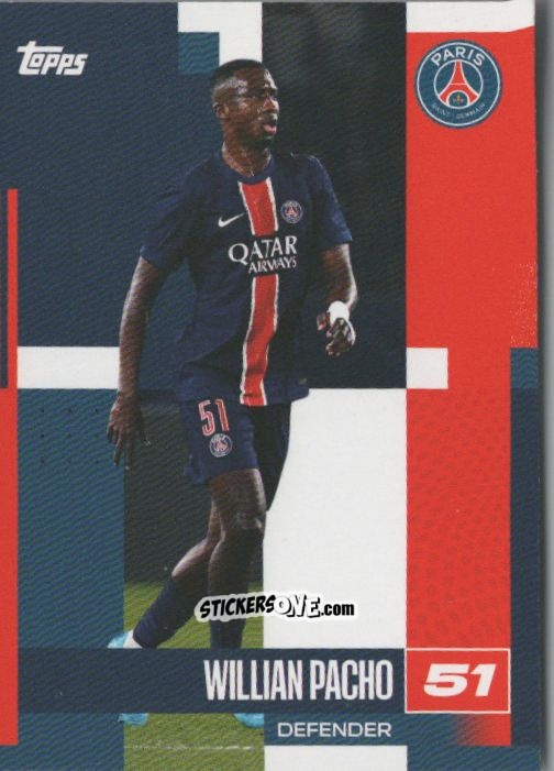 Sticker Willian Pacho - Paris Saint-Germain 2024-2025 Team Set
 n. 4 - Topps