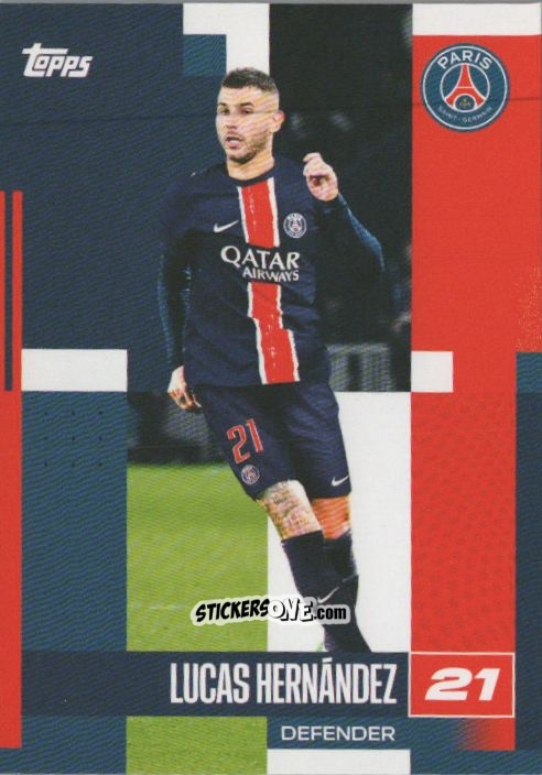 Figurina Lucas Hernández - Paris Saint-Germain 2024-2025 Team Set
 n. 11 - Topps