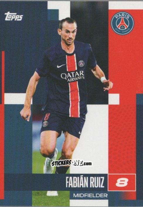 Figurina Fabián Ruiz - Paris Saint-Germain 2024-2025 Team Set
 n. 17 - Topps
