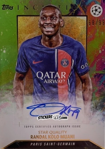 Figurina Randal Kolo Muani - Inception Uefa Club Competitions 2023-2024 n. AU78 - Topps