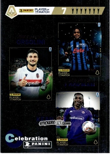 Figurina Riccardo Orsolini / Ademola Lookman / Moise Kean - Calciatori 2024-2025 Celebration
 n. C33 - Panini