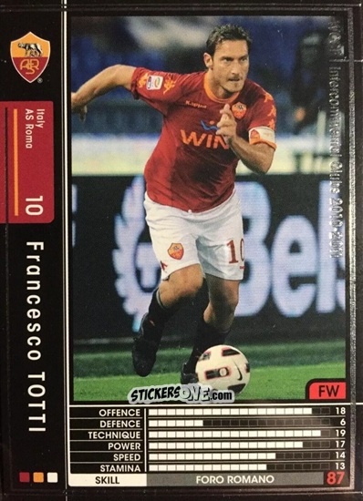 Sticker Francesco Totti - Sega World Club Champion Football 2010-2011
 n. 207 - Panini