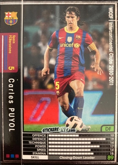 Sticker Carles Puyol - Sega World Club Champion Football 2010-2011
 n. 278 - Panini