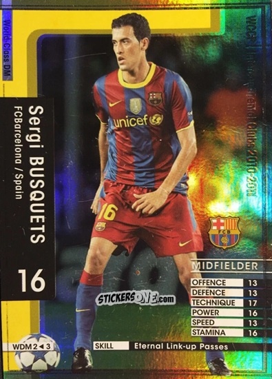 Sticker Sergio Busquets - Sega World Club Champion Football 2010-2011
 n. 280 - Panini