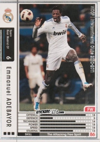 Figurina Emmanuel Adebayor - Sega World Club Champion Football 2010-2011
 n. 301 - Panini