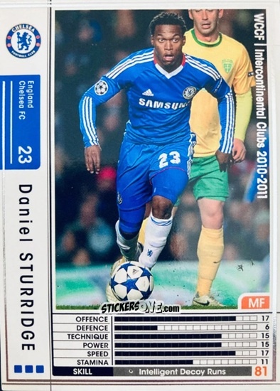 Cromo Daniel Sturridge - Sega World Club Champion Football 2010-2011
 n. EXTRA2 - Panini