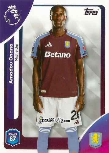Sticker Amadou Onana - Premier League 2026 Trading Cards
 n. 26 - Topps
