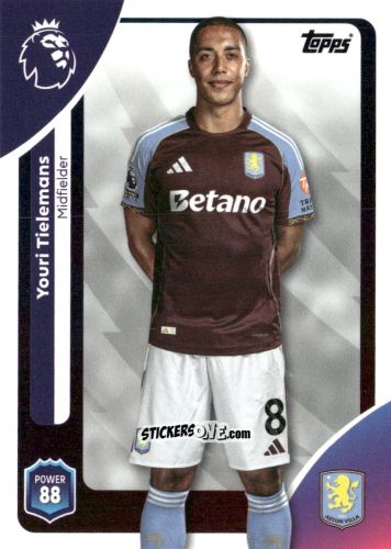 Sticker Youri Tielemans - Premier League 2026 Trading Cards
 n. 28 - Topps