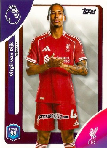 Figurina Virgil van Dijk - Premier League 2026 Trading Cards
 n. 165 - Topps