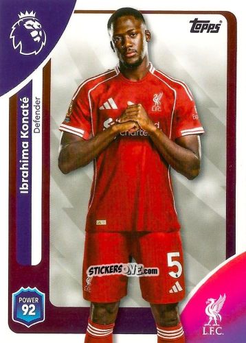 Sticker Ibrahima Konaté - Premier League 2026 Trading Cards
 n. 166 - Topps