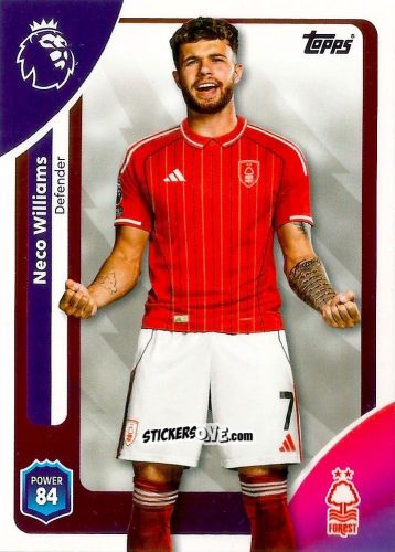Figurina Neco Williams - Premier League 2026 Trading Cards
 n. 240 - Topps