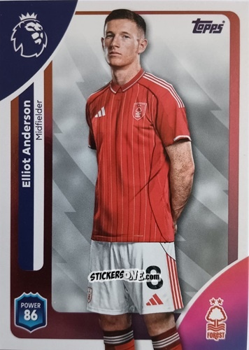 Figurina Elliot Anderson - Premier League 2026 Trading Cards
 n. 244 - Topps