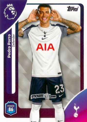 Figurina Pedro Porro - Premier League 2026 Trading Cards
 n. 255 - Topps