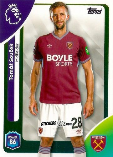 Sticker Tomáš Souček - Premier League 2026 Trading Cards
 n. 278 - Topps
