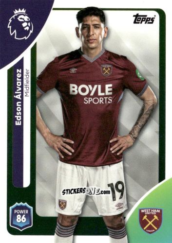 Sticker Edson Álvarez - Premier League 2026 Trading Cards
 n. 279 - Topps