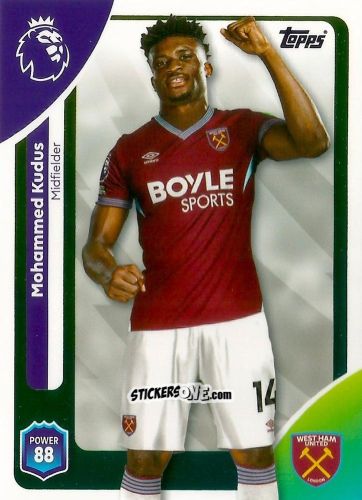Sticker Mohammed Kudus - Premier League 2026 Trading Cards
 n. 281 - Topps