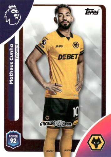Cromo Matheus Cunha - Premier League 2026 Trading Cards
 n. 303 - Topps