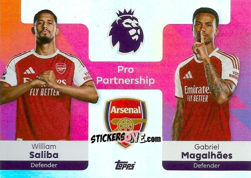 Sticker William Saliba / Gabriel Magalhães - Premier League 2026 Trading Cards
 n. 361 - Topps