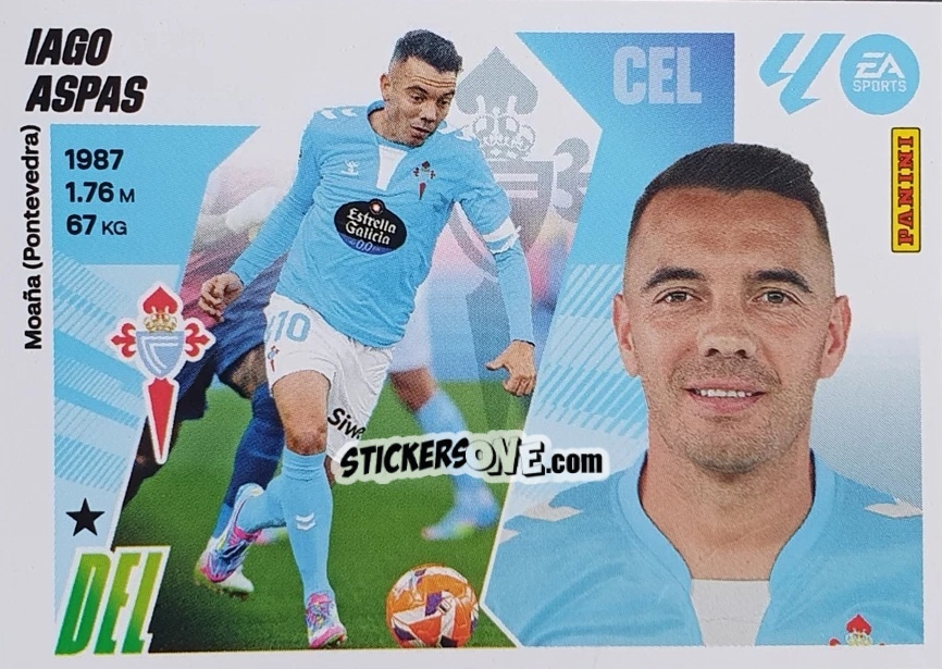 Figurina Iago Aspas (20) - LaLiga 2025-2026
 n. 182 - Panini