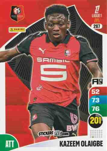 Figurina Kazeem Olaigbe - Ligue 1 2025-2026. Adrenalyn XL
 n. 287 - Panini
