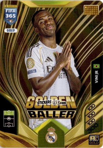 Figurina Vinicius Jr. - Fifa 365: 2025-2026. Adrenalyn Xl n. GOL9 - Panini