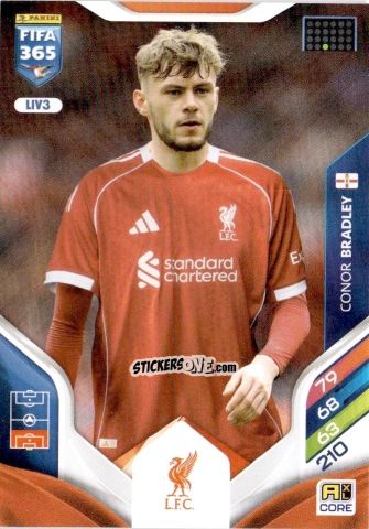 Cromo Conor Bradley - Fifa 365: 2025-2026. Adrenalyn Xl n. LIV3 - Panini
