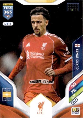 Sticker Curtis Jones - Fifa 365: 2025-2026. Adrenalyn Xl n. LIV11 - Panini